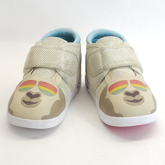 Ikiki Squeaky Toddler Sneaker Shoes V2 9 Cool Llama Sparkly Gold Hook Loop AFO - Picture 2 of 10